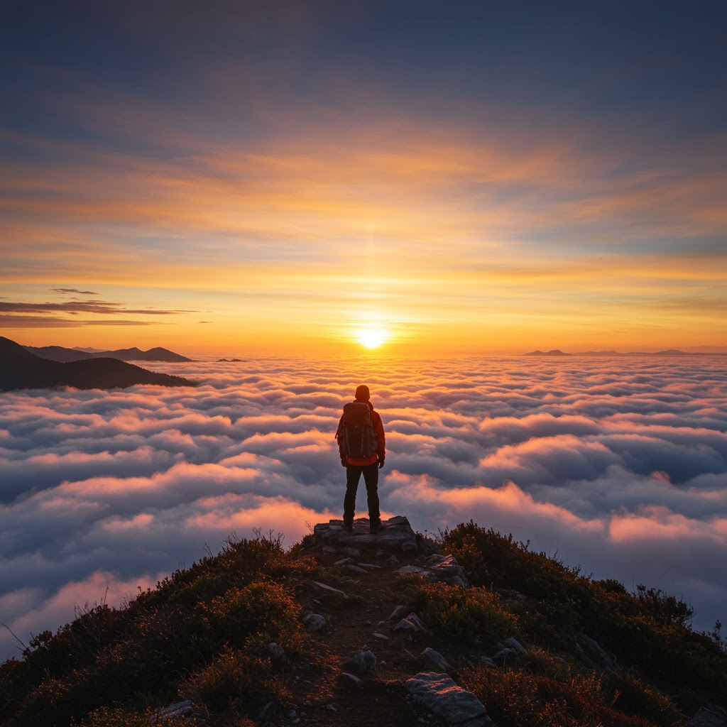 Mountain peak at sunrise